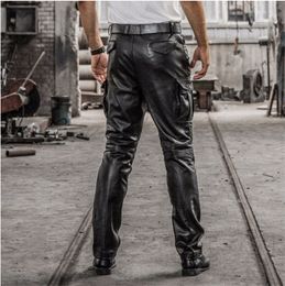 windproof HARLEY ANGEL Locomotive leather pants with pockets 100% genuine leather pant morcycle leather pants