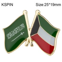Saudi Arabia & Kuwait friendship Flag Lapel Pin Flag Badge Lapel Pins Badges XY0484