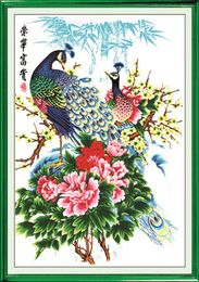 Wealth honour peacock decor paintings ,Handmade Cross Stitch Craft Tools Embroidery Needlework sets counted print on canvas DMC 14CT /11CT