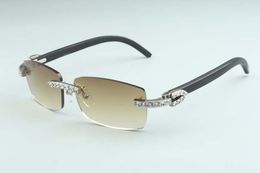 new factory direct natural black birch wood temple sunglasses 3524012-D7 luxury large diamond sunglasses size 56-18-135mm su300K