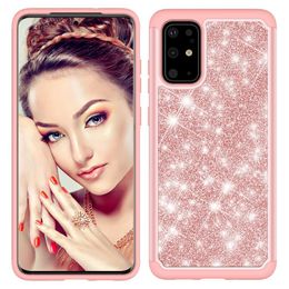 2 in 1 Dual Layer Bling Glitter Hybrid Case Cases for Samsung Galaxy S20 FE 5G Ultra S10 Plus A01 S10e Cover
