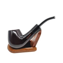 Elegant Shiny Pipe for Tobacco Smoking Pipe Metal Screen Filter Sizzer Natural-Wood Smoking Pipe Set Smoking Accessary