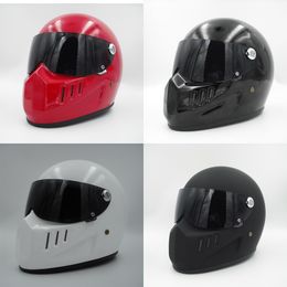 Motorcycle full Face helmet cruiser fiberglass helmet with black shield for Vintage Cafe racer casco retro bike helmet cool264M