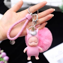 New School Style Best Design Young Girls Bag Accessories Multi Colours Cute Doll Key Chain Key Ring