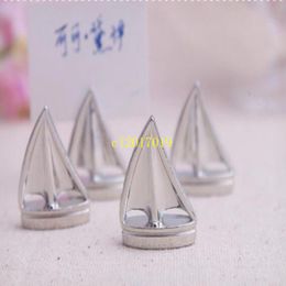100pcs Silver Sailing Boat Name Card Holder Party Table Decoration Metal Wedding Place Card Holder Wedding Supplies