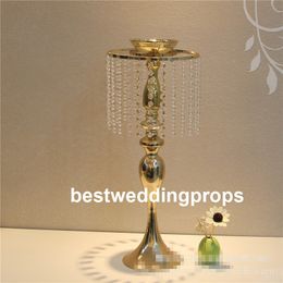 New style Gold Crystal Tall Flower Stand Vases Centerpieces for Wedding Table best0834