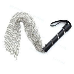Bondage Roleplay Steel Chain Queen Whip Restriant Kinky Fetish Flogger Toy Crops Handle AU54