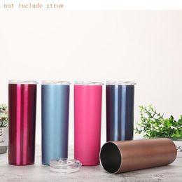 20oz Stainless Steel Skinny Tumbler Many Colours Slim Tumbler Vacuum Insulated Travel Mugs With Lid And Straw EEA1068