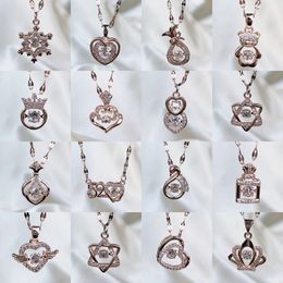 36 Designs Necklaces Women New Brand Heart Crown Key Lock Animal Pendant Choker Chain Girls Fashion Rhinestone Titanium Steel Jewellery Gifts