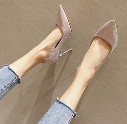 Suede Gold Designer Lady Pumps Sexy Women Bright Leather Pointed Toes Stiletto Dress Shoes Party Prom High Heel Shoes 8345