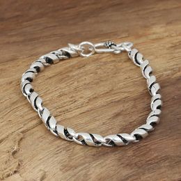 Factory Wholesale S925 Sterling Silver Jewellery Bracelets Men And Women Fashion Handmade Retro Thai Twist Bamboo Bracelet