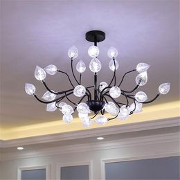 modern led chandelier Lighting black metal + glass shade decor lustre lights For Living Room Bedroom Home Chandelier ceiling Fixtures