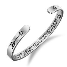 personalized engraved bracelets UK - Fashion 6mm Personalized Cuff Bracelet remember whose daughter you are Engraved Titanium Steel Bangle Gifts For Women Girls