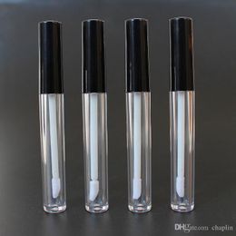 3ML Round Clear Lip Gloss Containers Bottle Cosmetic Container Tube W/ Plug Black Cap For Lip Samples Travel Split Charging DIY Makeup