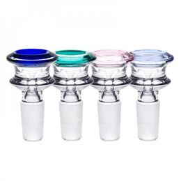 Newest Colourful Handmade Pyrex Glass 14MM 18MM Male Interface Joint Portable Bong Waterpipe Handpipe Smoking Bowl Oil Rigs Container DHL