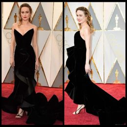 long red velvet evening gown UK - Evening Dresses Long Mermaid Black Velvet Brie Larson Celebrity Dresses 2020 Red Carpet 89th Oscars Evening Gowns