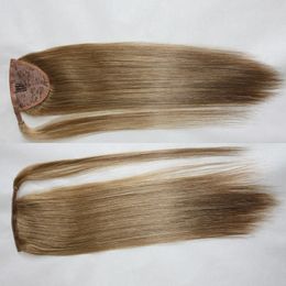 1622 100 brazilian remy human hair velcr magic ponytail horsetail clips in human hair extension natural Colour straight hair 80120g