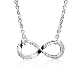 silver lucky Necklace For Women Silver Infinity Figure number 8 Necklace Pendant Hammered Link Necklaces Collier Gift Jewellery