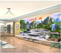 3D photo wallpaper custom 3d wall murals wallpaper HD beautiful landscape waterfall Jiangshan picturesque living room TV background wall