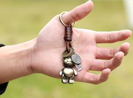 Cute Bear Keychain Key Rings Ancient Bronze Bear Pendants Fashion Bag Hangs Jewerly gift Drop Shipping