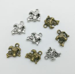 50pcs/Lot A Dog Eat Bone Alloy Charm Pendant Retro Jewellery DIY Keychain Ancient Silver / Bronze Pendant For Bracelet Earrings 16x15mm