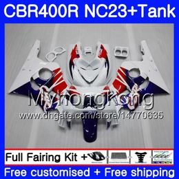 +Tank For HONDA CBR400 RR NC23 CBR400RR 88 89 90 91 92 93 266HM.5 NC29 CBR 400 RR 400RR 1988 1989 1990 1991 1992 1993 Blue white New Fairing