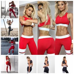 Tracksuits European Spring and Summer Leisure Fitness Sleeveless Sexy Yoga Sports Set support mixed batch