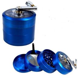 55mm 4 layers tobacco grinder accessories zinc alloy hand crank metal grinders