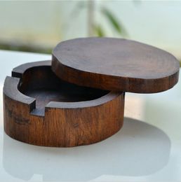 Fashion Hot Selling Wood Colour Southeast Asia Features Solid Wood Ashtray Personality Wooden With Lid Ashtray