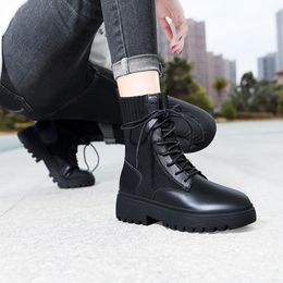 Designer-Plush Lace-up Black Women's Shoes Waterproof Fashion Increase luxury designer Women Boots 36-40