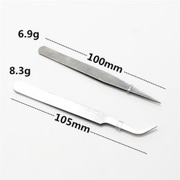 12cm stainless steel anti-static curving pointed tweezers nail and trichiasis tool straight-pointed bent pointed tweezers wholesale