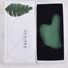 Jade Gua Sha Tool with Gift Box Anti Ageing Green Aventurine Gua Sha Scraping Massage Face Body Healing Stone Skin Care