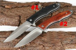 New Small Flipper Folding Knife 8Cr13 Drop Point Satin Blade G10 / Rosewood Handle Ball Bearing EDC Pocket Knives