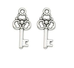 200Pcs/lot alloy Key Charms Antique silver Charms Pendant For necklace Jewellery Making findings 22x10mm