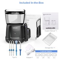 Portable Water Flosser Oral Orrigator LED Touch Key with 5 Tips Compact Dental Water Flosser White Black