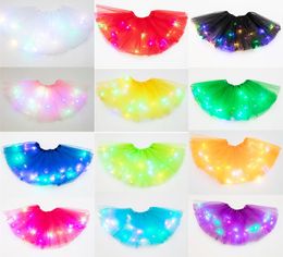 14 Colours Baby Girls LED Dress Kids Princess Tutu Skirt Puffy Luminous Girl Dresses for Stage Performance Party Gauze Skirt M1417