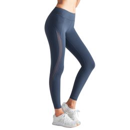 Solid Color Women yoga pants High Waist Sports Gym Wear Leggings Elastic Fitness Lady Overall Full Tights with Mesh on Leg