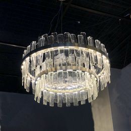 Modern crystal chandelier gold luxury irregular handmade glass chandelier 2 layers villa living room decoration lamp