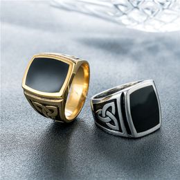 Wholesale- designer titanium steel fashion ring European and American personality retro black drop oil triangle punk luxury rings Jewellery