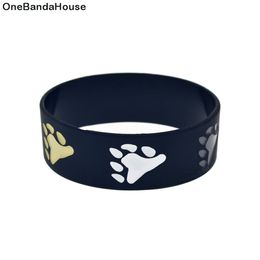 1PC Bear Pride Silicone Rubber Wristband Black 1 Inch Wide Trendy Decoration Logo no Gender Jewelry