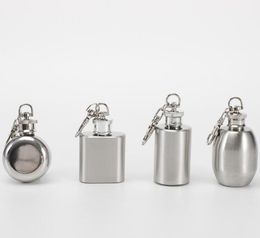 Wholesale portable small wine pot 304 stainless steel wine pot 1 oz White wine bottle with key ring