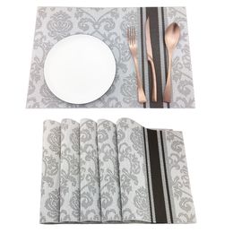 Kitchen Dinning Mats Set Retro Luxury PVC Placemats Non-slip Heat-resistant Table Mats Court Style Table Decorative Mats Easy to Clean