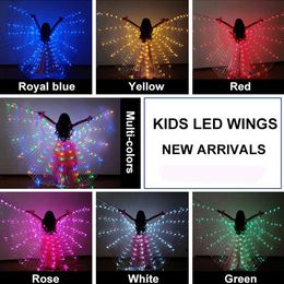 Children LED Isis Wings Belly Dance Accessories Kids LED Wings With Sticks Egyptian Stage Performance Kids DJ Dress