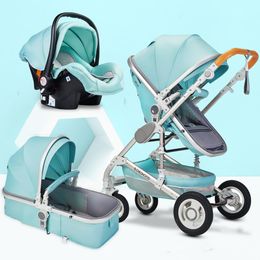 High Landscape Baby Stroller 3 In 1 Hot Mom Pink Stroller Travel Pram Carriage Basket Baby Car Seat And Trolley 15