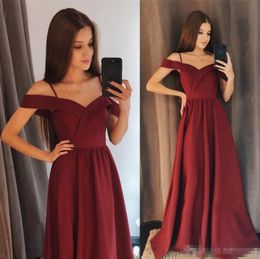 Charming A Line Chiffon Bridesmaid Dresses A Line Off The Shoulder Burgundy Floor Length Party Gowns For Girls Junior Prom Evening Gowns