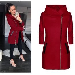 Hoodies Sweatshirts Coat Female Womens Winter Jacket Coat 2018 Autumn Women Zipper Long Hooded Outerwear Wool Parkas Plus Size