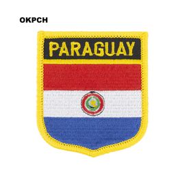 Paraguay Flag Embroidery Iron on Patch Embroidery Patches Badges for Clothing PT0026-S