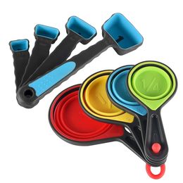 Silicone measuring cup spoon set foldable precision scale measuring spoon food grade material coffee bean rice flour measuring baking tools