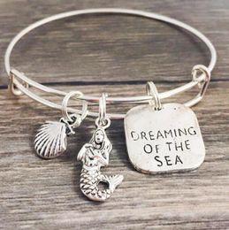 European and American Jewellery DREAMING OF THE SEA Mermaid shell marine style Charms Pendant Steampunk Gothic Bracelets&Bangles Gift 496