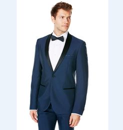 Popular One Button Groomsmen Shawl Lapel Groom Tuxedos Groomsmen Best Man Suit Mens Wedding Suits Bridegroom (Jacket+Pants+Tie) B268